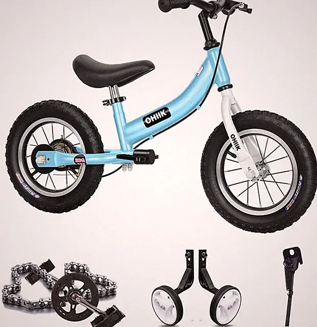2-in-1 Kids Balance Bike to Pedal Bike 12-16 Inch Training Wheels Brakes