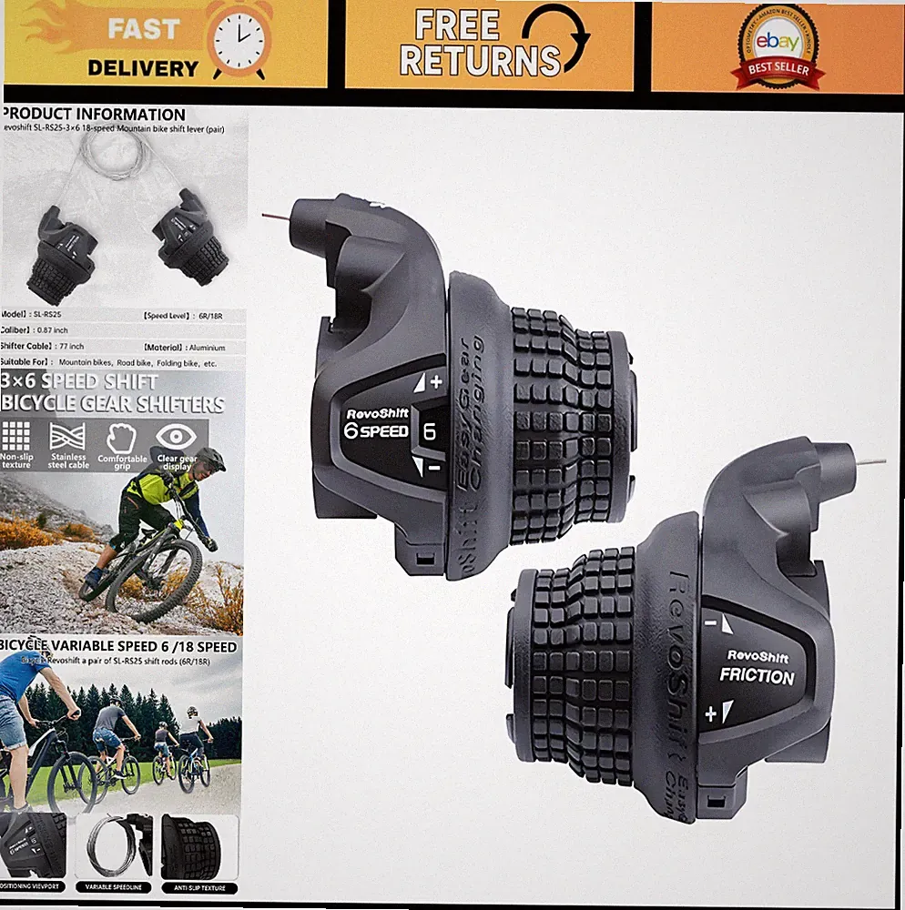 2 Pcs Bicycle Gear Shifters 3x6 Speed Twist Grip Revoshift Levers for MTB Foldin