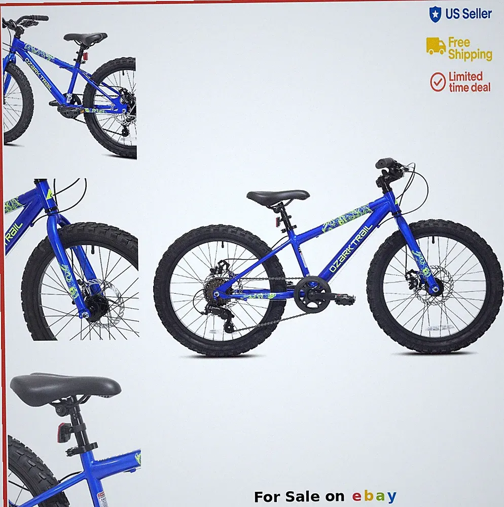 20 Inch Mountain Bike 7 Speed Disc Brakes Trigger Shifters Kids Youth Blue