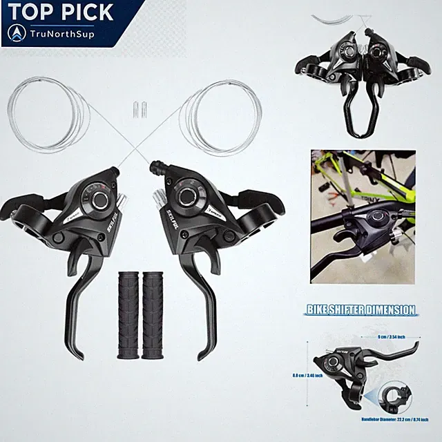 21 Speed Bicycle Shifter Set with Brake Levers Aluminum Alloy Compatible with...