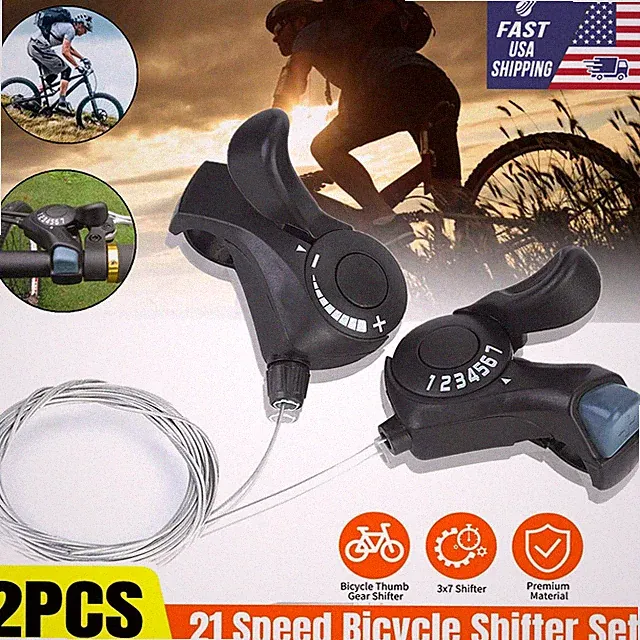 2x Universal 21 Speed MTB Mountain Road Bicycle Shifter Bike Thumb Gear Shifting