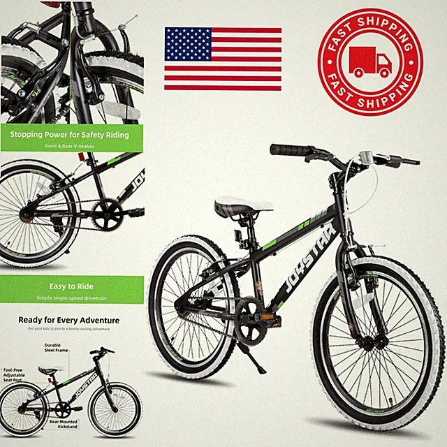 Durable Kids Mountain Bike 20 Inch with Rigid Frame and White Wall Knobby Tires