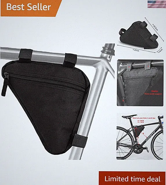 Durable Triangle Bike Frame Bag with Ample Storage for Cyclists - Small Black