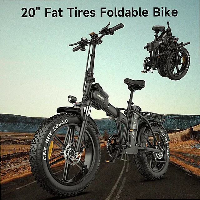 Hikeep 48V 25AH Fat Tire Electric Bike Removable Battery Folding E-Bike Adults