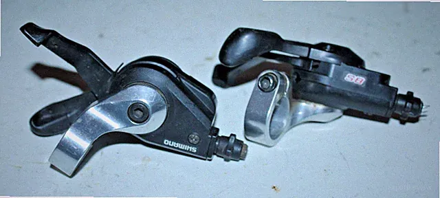 Shimano Trigger Shifter Set SL-MC38 Black 3x8 Speed 22.2mm MTB Hybrid Commuter ~