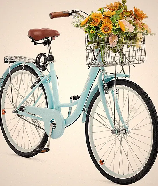 Women Bike, 7-Speed and 1-Speed, 24-26 Inch Pink and Light Blue Beach Cruiser Bi